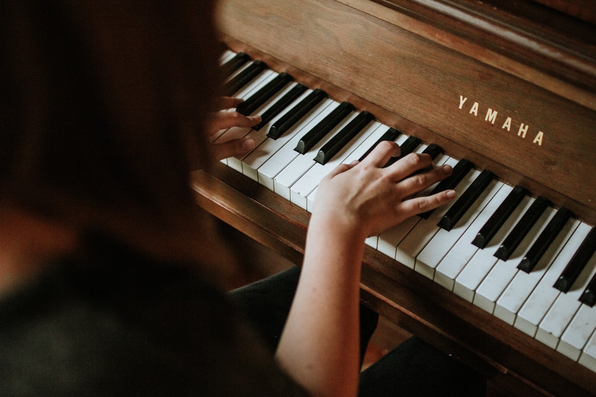 Student during a piano lesson